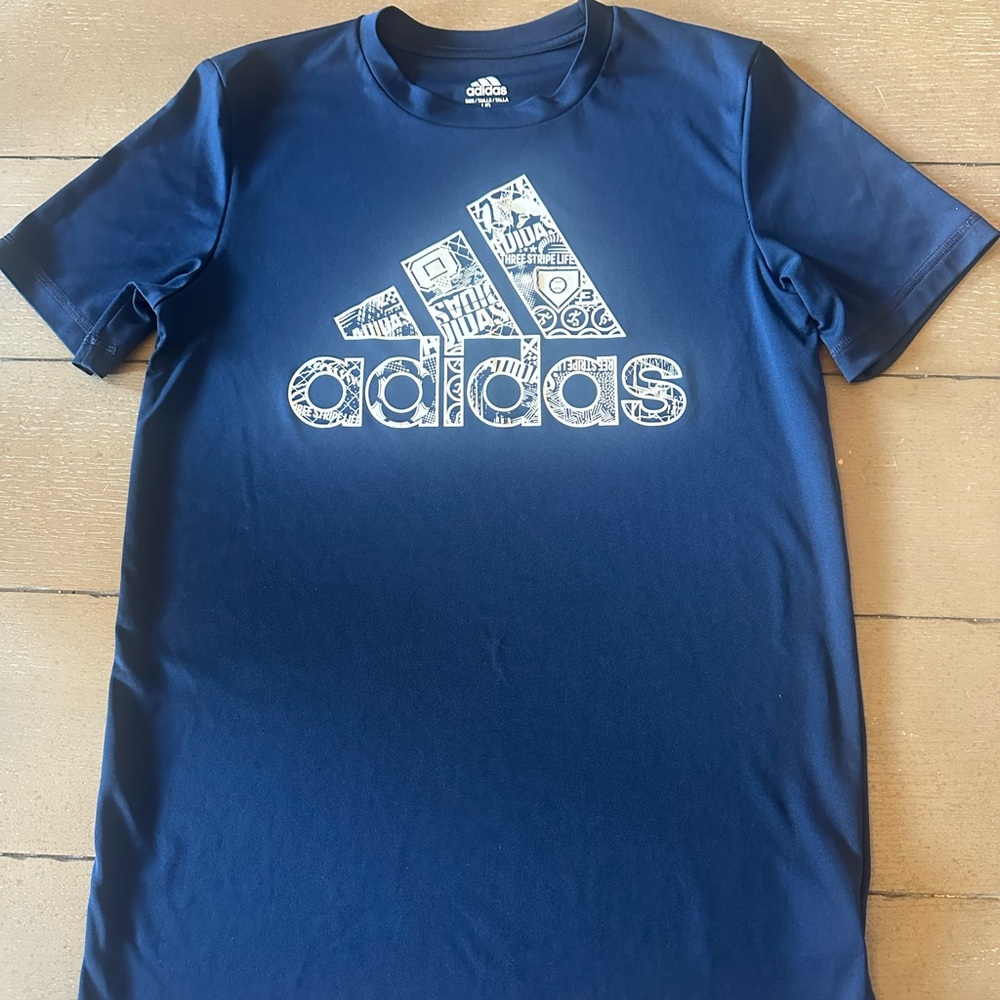 Adidas Boys Navy Blue Climalite Tshirt